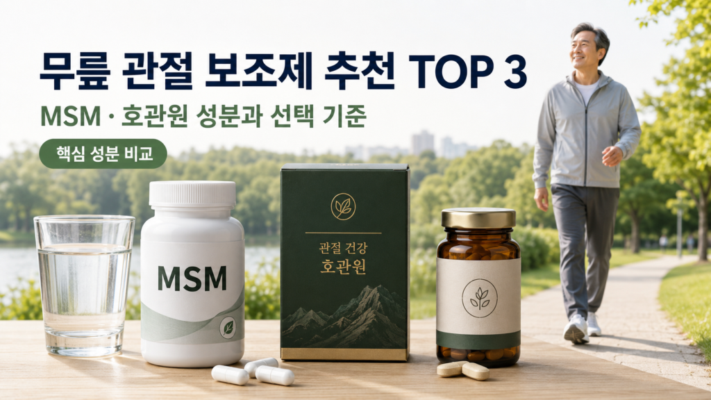 무릎 관절 보조제 추천 TOP 3 비교: MSM 호관원 성분과 선택 기준
